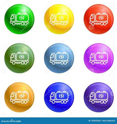 truck energy icons set vector stock vector illustration  emission