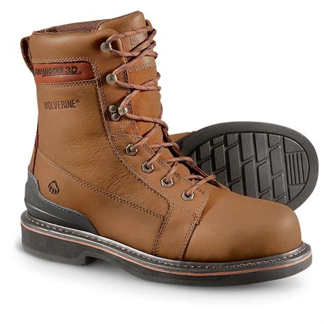 mens wolverine  triad steel toe work boots brown  work