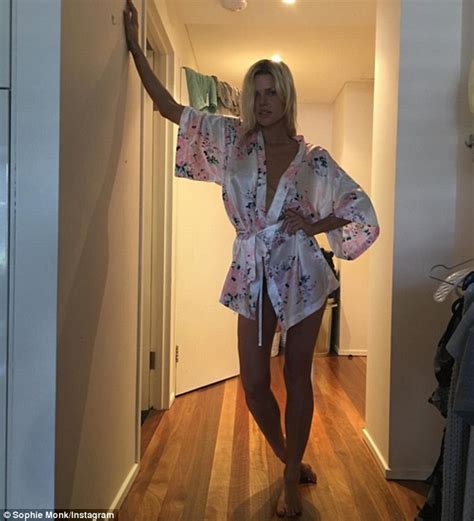 sophie monk flaunts her toned legs and cleavage in silk robe daily mail online