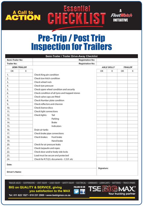 tow truck driver  truck  equipment check list pre trip inspe