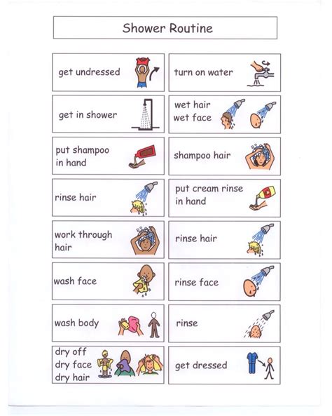 shower routine visual schedule autism visual schedules teaching