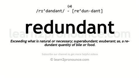 pronunciation  redundant definition  redundant youtube