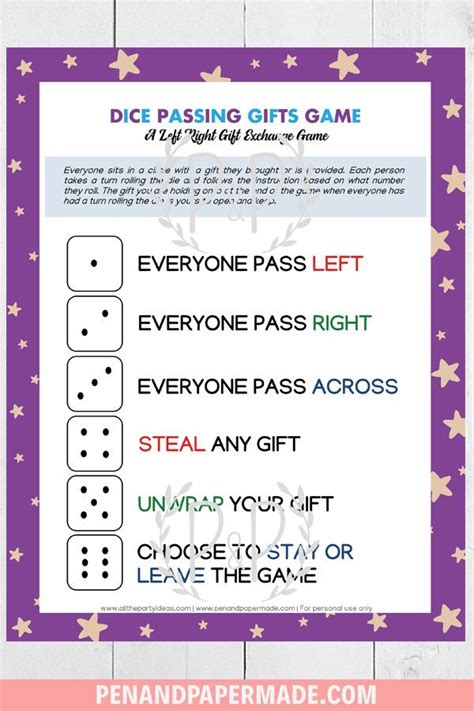 christmas passing gifts exchange game printable left
