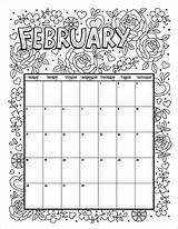 Calendar Coloring February Pages Printable Kids Flower Theme Feb Print 2021 Monthly Calender Template Woojr Months Jr Sheets Printables Activities sketch template