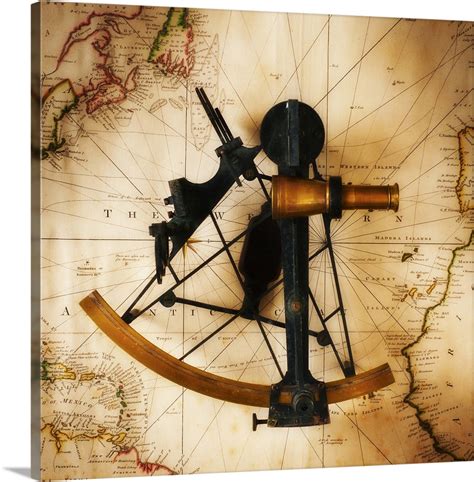 sextant on old map directly above wall art canvas prints framed
