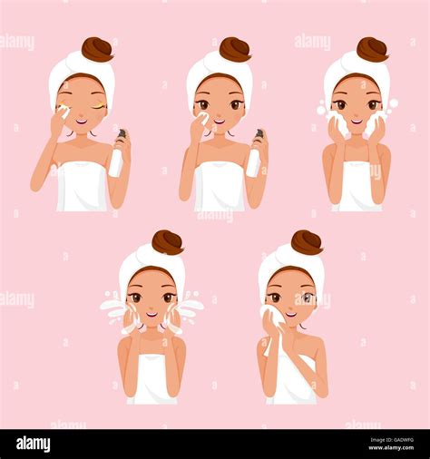Woman Washing Her Face Stock Vector Images Alamy