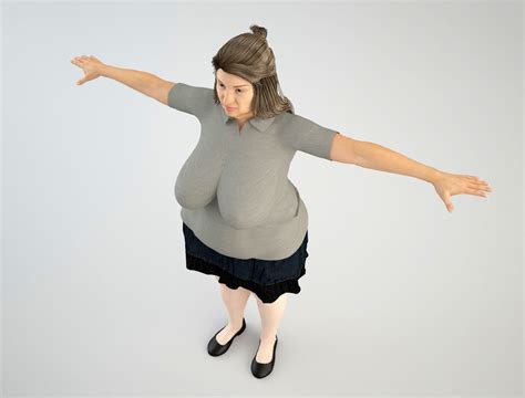 fat woman 1 3d model animated rigged cgtrader