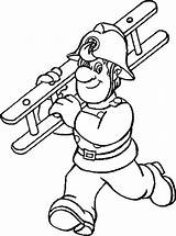 Coloring Fireman Firefighter Jobs Pages Carrying Stair Color Kb Drawing sketch template