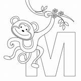 Coloring Pages Alphabet Monkey Letters Kids Letter Worksheet Printable Print Animal Cute Baby sketch template