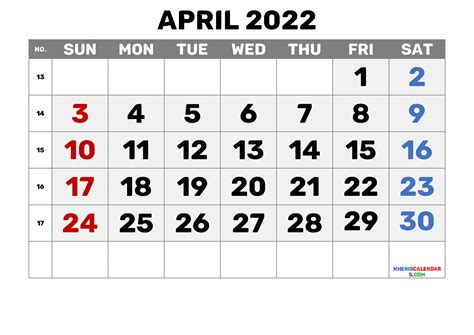april printable calendar  calendar   ideas