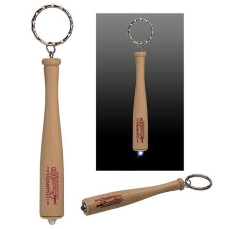 light  baseball bat keytag imprinted