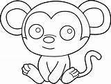 Monkey Clip Cartoon Cute Clipart Animals Line Baby Face Animal Coloring Pages Advertisement sketch template