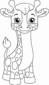 Giraffe Coloring Vector Little sketch template