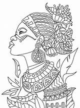 Coloring Pages Afro African Printable Color Getcolorings Queen sketch template