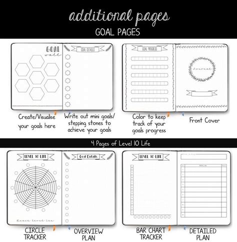 bullet journal printable page collection hand drawn style bundle