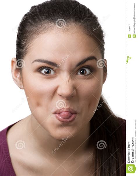 pretty woman sticking tongue out stock image image of