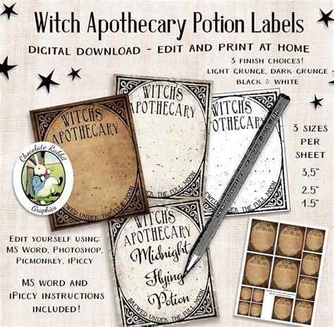 blank halloween witch potion labels witch apothecary label etsy