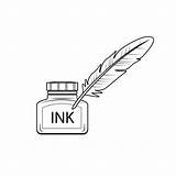 Ink Cartoon Vector Illustrations Illustration Isolated Inkwell Quill Background Kids Workbook Worksheet Activity Coloring Stock sketch template