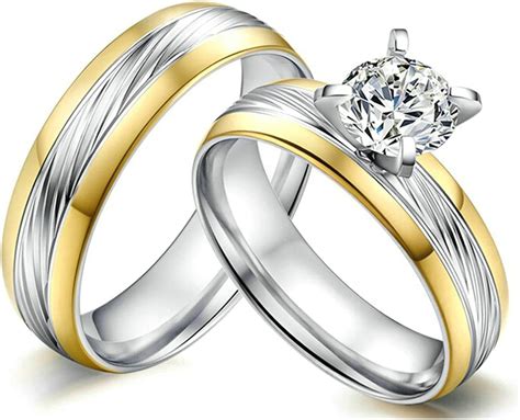 daesar anillo  par anillos parejas anillo plata oro circonita blanco anillo de boda anillo