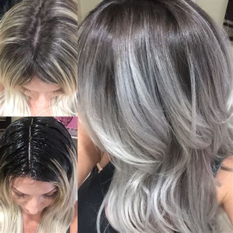 dark ash blonde  grey highlights fashion style