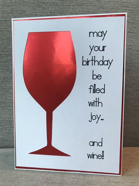 Birthday Card Wine Glass Handmade Thank You Cards Wine Birthday