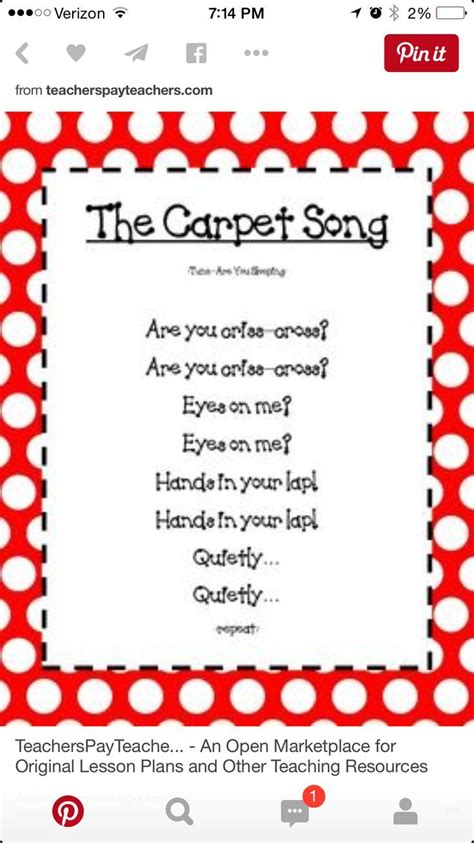 carpet song transition songs  preschool classroom songs