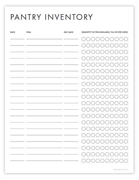 printable pantry inventory tracker pantry inventory freezer