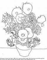 Gogh Sunflowers Kleurplaat Colorir Sonnenblumen Zonnebloemen Happyfamilyart Girassois Girassol Malvorlage Ausmalbild Adults Getdrawings Tournesols Downloaden sketch template