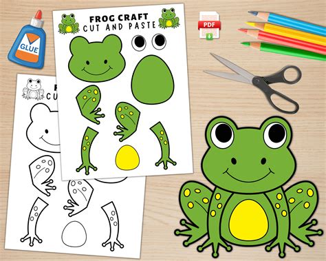 printable frog craft  kids spring craft activity pond life activity