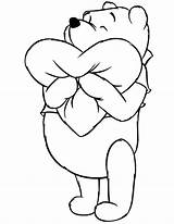 Pooh Winnie Coloring Pages Printable Bear Drawing Hugging Pillow Colouring Heart Characters Disney Clipart Line Cliparts Clip Cartoon Kids Bears sketch template