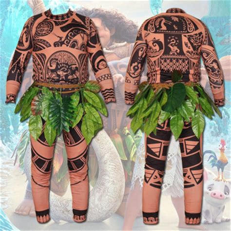 Drop Shipping Movie Moana Maui Cosplay Costume Full Sets Halloween