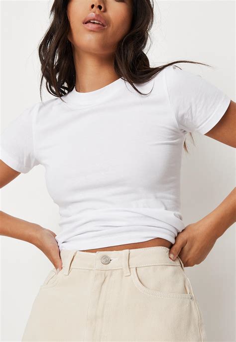 White Short Sleeve Fitted T Shirt Missguided