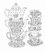 Tea Party Coloring Elegant Book Pages Issuu Adult Printable Sheets Cup sketch template
