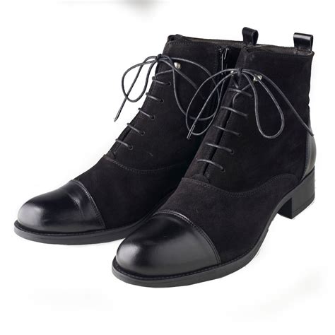 black leather lace  ankle boots ladies country clothing cordings