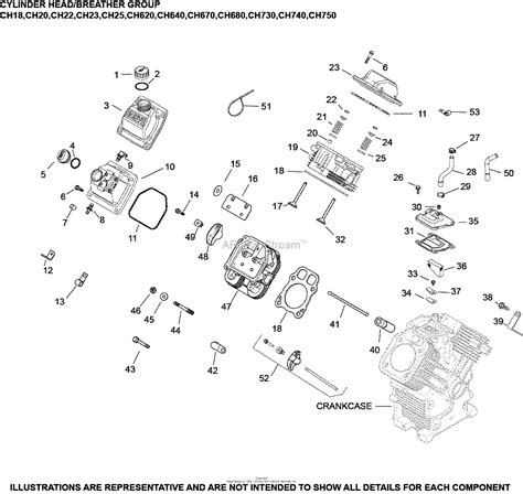 kohler ch   hp  kw parts diagram  cylinder head breather group    ch