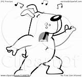 Singing Dog Cartoon Notes Music Clipart Outlined Coloring Vector Cory Thoman Clip Royalty Clipartof sketch template