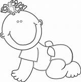 Baby Clipart Girl Crawling Outline Clip Cartoon Cliparts Babies Bw Clker Vector Library Large sketch template