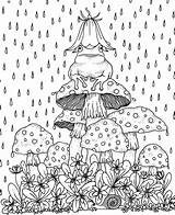 Mushroom Frog Coloring Pages Rain Color Animals Print из раскраски все категории sketch template