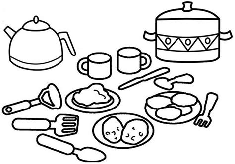 kitchen hand tools coloring page