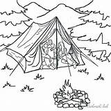 Camping Coloring Pages Tent Kids Scene Outdoor Camp Drawing Night Mountain Family Korner Color Campsite Time Printable Sheets Scouts Getdrawings sketch template