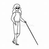 Ciega Bastón Lopen Steunpilaren Blinde Wandelstok Helper Walking Rehabilitatie Speciale Vectores sketch template