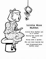 Coloring Muffet Miss Little Sat Tuffet Her Eating Curds Whey Activities Spider Came Along Down Preschool Color Choose Board sketch template