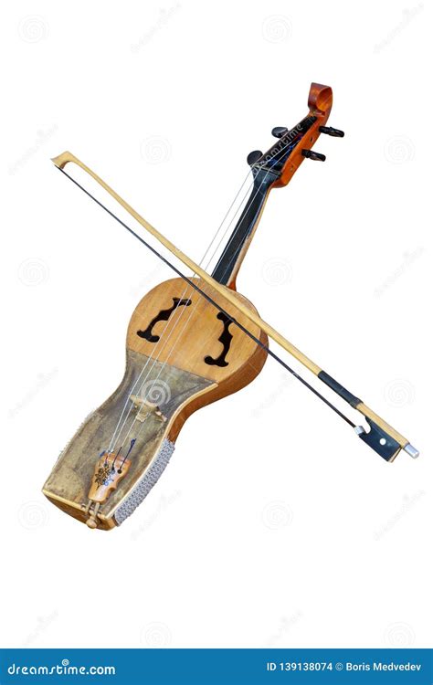 kazakh folk stringed musical instrument kobyz prima  bow isolated