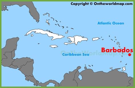 barbados location   caribbean map