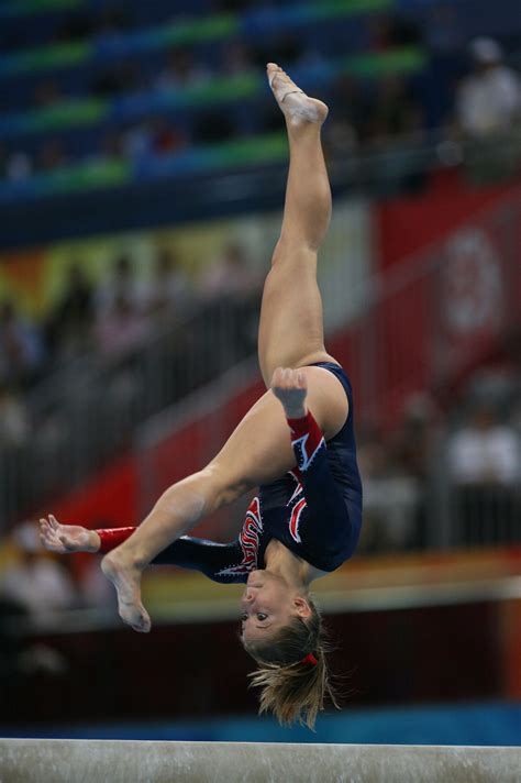artistic gymnast shawn johnson on the balance beam gymnastics