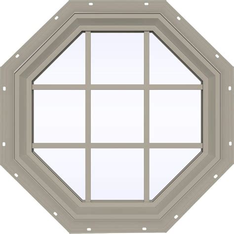jeld wen        series fixed octagon vinyl window  grids tan jw