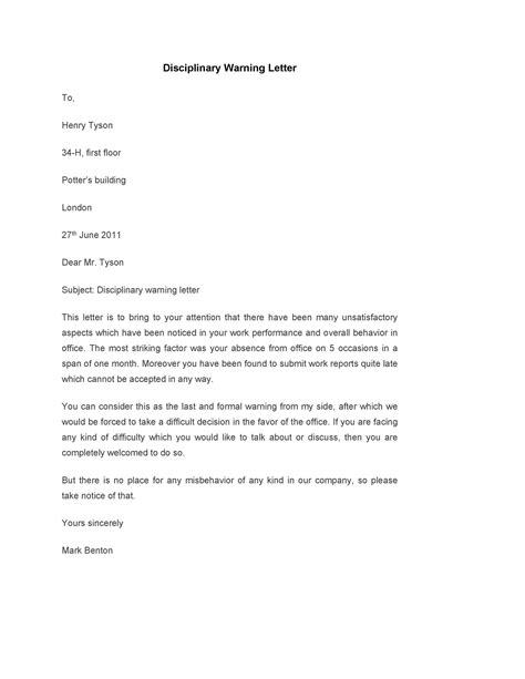 professional warning letters  templates templatelab