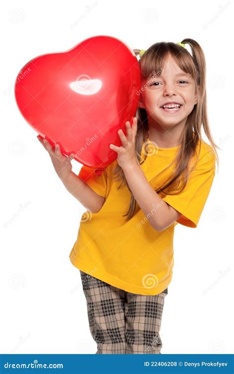 girl  heart stock photo image  cheerful isolated