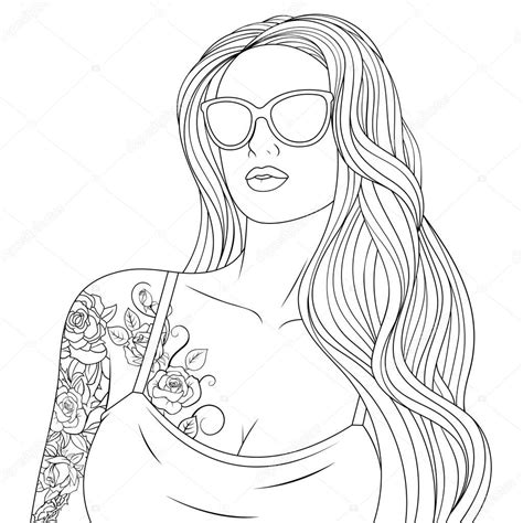 beautiful girl coloring pages stock vector  andreymakurin