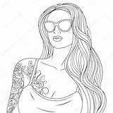 Coloring Pages Girl Beautiful Girls Vector Two Stock Royalty Andrey1005 Depositphotos sketch template